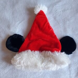 Walt Disney World Christmas Mickey Mouse Ears Santa Hat Red Cap Adult One Size